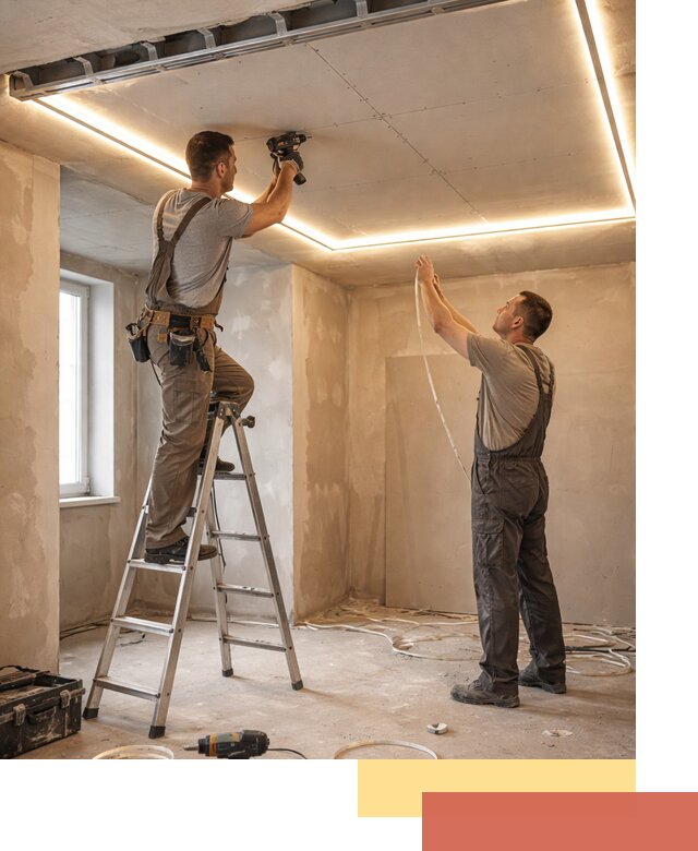 Потолок из гипсокартона с подсветкой в Кулебаках