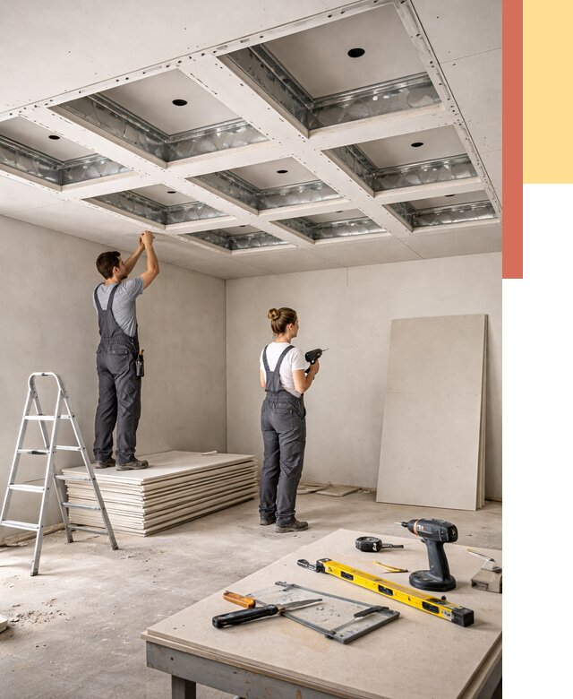 Кессонный потолок из гипсокартона в Кулебаках от 1907 руб. — монтаж и под ключ | ОТДЕЛОЧНИК-Клб