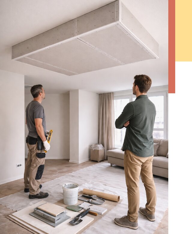 Короб на потолке из гипсокартона в Кулебаках от 2267 руб. — монтаж и услуги под ключ | ОТДЕЛОЧНИК-Клб