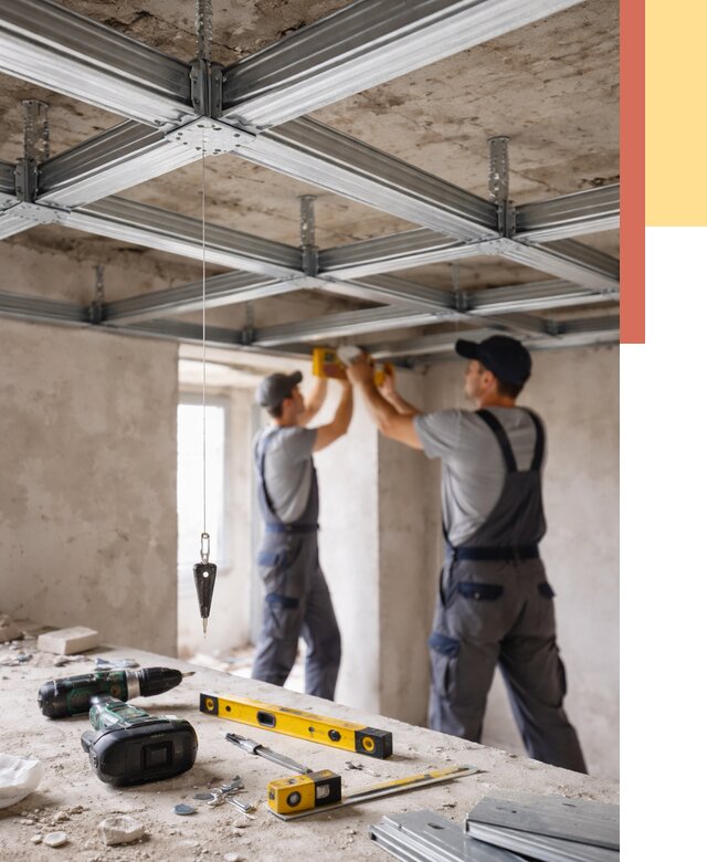 Монтаж каркаса потолка из профиля в Кулебаках от 4638 руб. — услуги ОТДЕЛОЧНИК-Клб