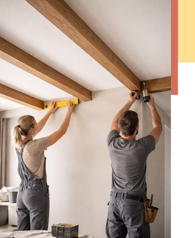 Монтаж декоративных балок на потолок в Кулебаках от 4329 руб. — ОТДЕЛОЧНИК-Клб